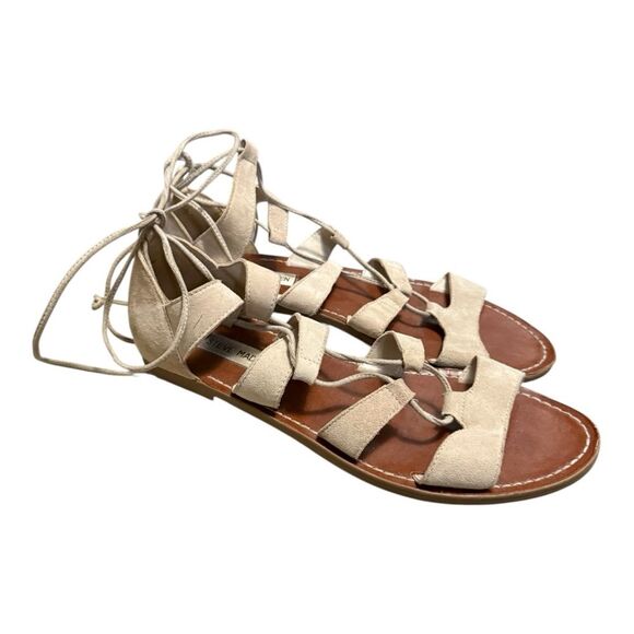 STEVE MADDEN Women's Nude Sanndee Lace Up Strappy gladiator Sandal Sz 9.5 - Picture 4 of 10